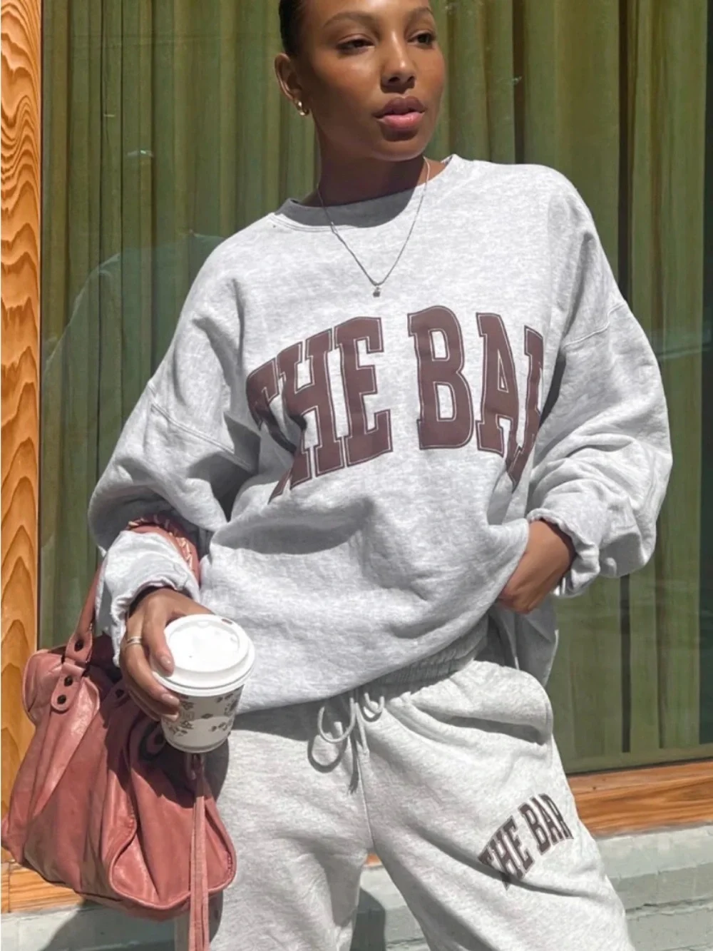 The Bar Varsity Sweatshirt Heather Grey/Chocolate - Picture 4 of 4